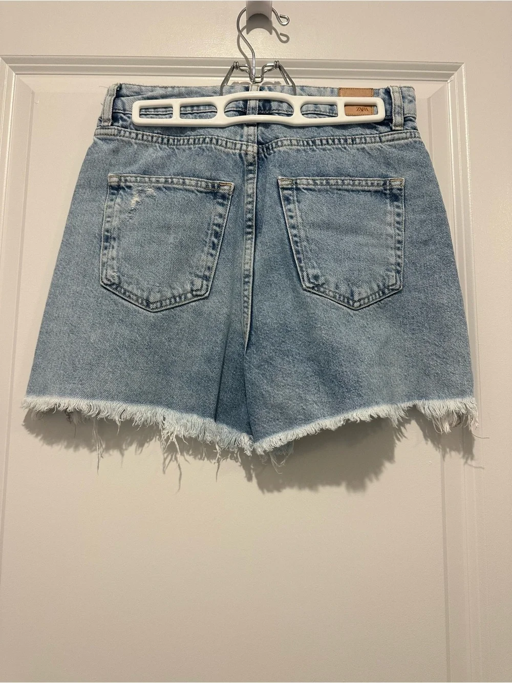 ZARA Light Wash Distressed Denim Shorts